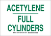 Brady B-401 Polystyrene Rectangle White Chemical, Biohazard, Hazardous & Flammable Material Sign - 10 in Width x 7 in Height - TEXT: ACETYLENE FULL CYLINDERS - 125572 - 754473-73255 - R. S. Hughes Company, Inc.