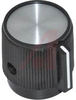 Knob; ABS; Round Single Bar Skirted; Black; 1/4 in.; 0.900 in.; Gloss - 70206996 - Allied Electronics, Inc.