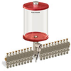 Red Color Key, Clear View Multiple Feed Electro Lubricator, 1/2 gal Acrylic Reservoir, 19 Feeds, 1/4” OD Tube Outlets, 120V/60Hz - B5162-064AB1912061RW - Oil-Rite Corp.