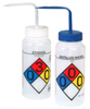 16 oz. 4 - Color Wide Mouth Safety-Labeled Wash Bottle - 80098 - U.S. Plastic Corporation