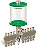 Green Color Key, Clear View Multiple Feed Electro Lubricator, 1 qt Pyrex Reservoir, 9 Feeds, 1/4