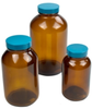 Safety Coated Amber Glass Wide Mouth Packer Bottles with Caps - 70101 - U.S. Plastic Corporation