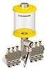 Yellow Color Key, Clear View Multiple Feed Electro Lubricator, 1 pt Acrylic Reservoir, 6 Feeds, 1/8