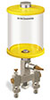 Yellow Color Key, Clear View Multiple Feed Manual Lubricator, 1 qt Pyrex Reservoir, 2 Feeds, 1/4” OD Tube Outlets - B5163-032PB021YW - Oil-Rite Corp.