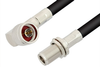 N Male Right Angle to N Female Bulkhead Cable 12 Inch Length Using RG213 Coax - PE33545-12 - Pasternack