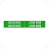 Brady B-946 White on Green Vinyl Self-Adhesive Pipe Marker - 1 1/8 in Height - 3/4 in Character Height - 7 in Length - Printed Msg = SERVICE WATER - 7257-4 - 754476-36209 - R. S. Hughes Company, Inc.