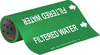 Brady B-946 White on Green Vinyl Self-Adhesive Pipe Marker - 12 in Height - 30 ft Length - Printed Msg = FILTERED WATER with Left Arrow - 15530 - 754476-15530 - R. S. Hughes Company, Inc.