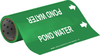 Brady B-946 White on Green Vinyl Self-Adhesive Pipe Marker - 12 in Height - 30 ft Length - Printed Msg = POND WATER with Left Arrow - 15557 - 754476-15557 - R. S. Hughes Company, Inc.
