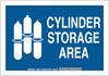 Brady B-555 Aluminum Rectangle Blue Chemical, Biohazard, Hazardous & Flammable Material Sign - 14 in Width x 10 in Height - TEXT: CYLINDER STORAGE AREA - 125628 - 754473-73333 - R. S. Hughes Company, Inc.