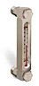 Aluminum Liquid Level Gage with Card Thermometer, 5” Centerline, 3/8