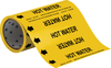 Brady B-946 Black on Yellow Vinyl Self-Adhesive Pipe Marker - 8 in Height - 30 ft Length - Printed Msg = HOT WATER with Left Arrow - 41510 - 754476-41510 - R. S. Hughes Company, Inc.