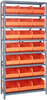 Open Shelving, 8Shelves, 21Bins, Orange; Shelving Unit Type Quantum Storage - 44AC8872 - Newark, An Avnet Company