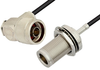 N Male Right Angle to N Female Bulkhead Cable 12 Inch Length Using RG174 Coax - PE34229-12 - Pasternack