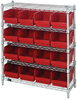 Open Wire Shelving, 5Shelves, 16Bin, Red; Shelving Unit Type Quantum Storage - 44AC8140 - Newark, An Avnet Company