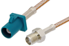 SMA Female to Water Blue FAKRA Plug Cable 12 Inch Length Using RG316 Coax - PE39346Z-12 - Pasternack