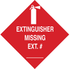 Brady B-302 Polyester Red Fire Equipment Sign - 3.5 in Width x 3.5 in Height - Laminated - TEXT: EXTINGUISHER MISSING EXT. # - 90379 - 754476-90379 - R. S. Hughes Company, Inc.