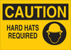 Brady B-401 Polystyrene Rectangle Yellow Personal Protection Equipment (PPE) Sign - 14 in Width x 10 in Height - TEXT: CAUTION HARD HATS REQUIRED - 25893 - 754476-25893 - R. S. Hughes Company, Inc.