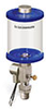 Blue Color Key, Clear View Single Feed Electro Lubricator, 1 pt Pyrex Reservoir, 1/2” Male NPT, 24VDC - B5160-016PB024D4BW - Oil-Rite Corp.