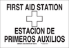 Brady B-401 Polystyrene Rectangle White First Aid Sign - 10 in Width x 7 in Height - Language English / Spanish - TEXT: FIRST AID STATION / ESTACION DE PRIMEROS AUXILIOS - 125545 - 754473-73194 - R. S. Hughes Company, Inc.
