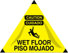 Brady Triangle Yellow Fall Prevention Sign x 31 in Height - Language English / Spanish - TEXT: CAUTION WET FLOOR / CUIDADO PISOMOJADO - 47382 - 754476-47382 - R. S. Hughes Company, Inc.