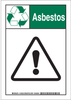 Brady B-555 Aluminum Rectangle White Chemical, Biohazard, Hazardous & Flammable Material Sign - 10 in Width x 14 in Height - TEXT: ASBESTOS - 129354 - 754473-78424 - R. S. Hughes Company, Inc.
