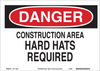 Brady B-563 High Density Polypropylene Rectangle White Construction Site Sign - 14 in Width x 10 in Height - TEXT: CONSTRUCTION AREA HARD HATS REQUIRED - 116166 - 754473-18809 - R. S. Hughes Company, Inc.