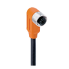 M12 Standard Sensor/Actuator Single-Ended Cordset: Female, angled, 4-pin, A-coded, shielded, orange body, 50 V AC / 60 V DC, 4 A; PUR black cable, 4-wires, 0.34 mm² - RKWTS 4-288 - Belden Inc.