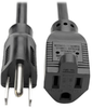 Power Extension Cord, NEMA 5-15P to NEMA 5-15R - 10A, 120V, 18 AWG, 12 ft., Black -- P022-012