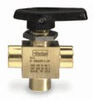 2F-MB4XPFA-BP - Parker three-way ball valve, brass, 1/8