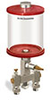 Red Color Key, Clear View Multiple Feed Manual Lubricator, 1 qt Acrylic Reservoir, 2 Feeds, 1/8