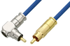 75 Ohm RCA Male to 75 Ohm RCA Male Right Angle Cable 24 Inch Length Using 75 Ohm PE-B159-BL Blue Coax - PE38134/BL-24 - Pasternack