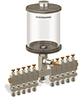 Clear View Multiple Feed Manual Lubricator, 1 qt Acrylic Reservoir, 10 Feeds, 1/4” OD Tube Outlets - B4463-032AB101W - Oil-Rite Corp.