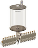Levelux Clear View Multiple Feed Electro Lubricator, 1/2 gal Pyrex Reservoir, 15 Feeds, 1/8