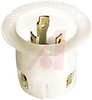 Flanged Inlet; 30 A; 125 VAC; L5-30P; White; Brass; Steel-Nickel Plated; Brass - 70116431 - Allied Electronics, Inc.