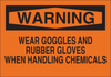 Brady B-120 Fiberglass Reinforced Polyester Rectangle Orange Chemical, Biohazard, Hazardous & Flammable Material Sign - 14 in Width x 10 in Height - 69615 -- 754476-69615 - Image