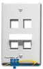 ICC Angled Bottom 4 Port Single Gang Faceplate - IC107AF4 - TelephoneStuff.com