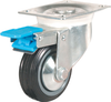 3" Semi-Elastic Black Rubber Swivel Caster with Brake.. -- 8073496 - Image