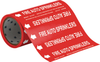 Brady B-946 White on Red Vinyl Self-Adhesive Pipe Marker - 8 in Height - 30 ft Length - Printed Msg = FIRE AUTO SPRINKLERS with Left Arrow - 41461 - 754476-41461 - R. S. Hughes Company, Inc.
