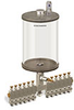 Levelux Clear View Multiple Feed Manual Lubricator, 1/2 gal Pyrex Reservoir, 12 Feeds, 1/8