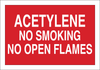Brady B-555 Aluminum Rectangle Red Chemical, Biohazard, Hazardous & Flammable Material Sign - 10 in Width x 7 in Height - TEXT: ACETYLENE NO SMOKING NO OPEN FLAMES - 40943 - 754476-40943 - R. S. Hughes Company, Inc.