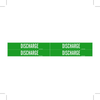 Brady B-946 White on Green Vinyl Self-Adhesive Pipe Marker - 1 1/8 in Height - 3/4 in Character Height - 7 in Length - Printed Msg = DISCHARGE - 7080-4 - 754476-90218 - R. S. Hughes Company, Inc.