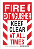 Brady B-555 Aluminum White Fire Equipment Sign - 7 in Width x 10 in Height - TEXT: FIRE EXTINGUISHER KEEP CLEAR AT ALL TIMES - 123779 - 754473-79458 - R. S. Hughes Company, Inc.