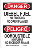 Brady B-555 Aluminum Rectangle White Chemical, Biohazard, Hazardous & Flammable Material Sign - 7 in Width x 10 in Height - Language English / Spanish - 124013 - 754473-79745 - R. S. Hughes Company, Inc.
