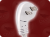 NEMA 1-15P POLARIZED 45 ANGLE LOW PROFILE WHITE to IEC-60320-C7 WHITE HOME // Power Cords // North American Power Cords // 2 Conductor Power Cords -- 1067.120DA - Image
