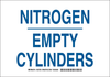 Brady B-302 Polyester Rectangle White Chemical, Biohazard, Hazardous & Flammable Material Sign - 10 in Width x 7 in Height - Laminated - TEXT: NITROGEN EMPTY CYLINDERS - 125726 - 754473-73586 - R. S. Hughes Company, Inc.
