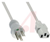 Power Cord; 10 A; Plug; SJT; 10 ft.; 125 VAC; Black, White, Green; degC - 70133300 - Allied Electronics, Inc.
