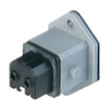 Rectangular Receptacle Power Connector (ST Series): Female, front mount with flange, 2-pin+PE, grey housing, 230 V AC/DC, 16 A AC/6 A DC -- STAKEI 2 - Image