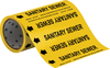 Brady B-946 Black on Yellow Vinyl Self-Adhesive Pipe Marker - 8 in Height - 30 ft Length - Printed Msg = SANITARY SEWER with Left Arrow - 41474 - 754476-41474 - R. S. Hughes Company, Inc.
