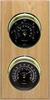 2 Instrument Weather Station - Catalina 2S, Brass cases, Black dials, Oak panel -  - Maximum Weather Instruments