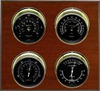 4 Instrument Weather Station - Observer 2S, Brass cases, Black dials, Mahogany panel -  - Maximum Weather Instruments